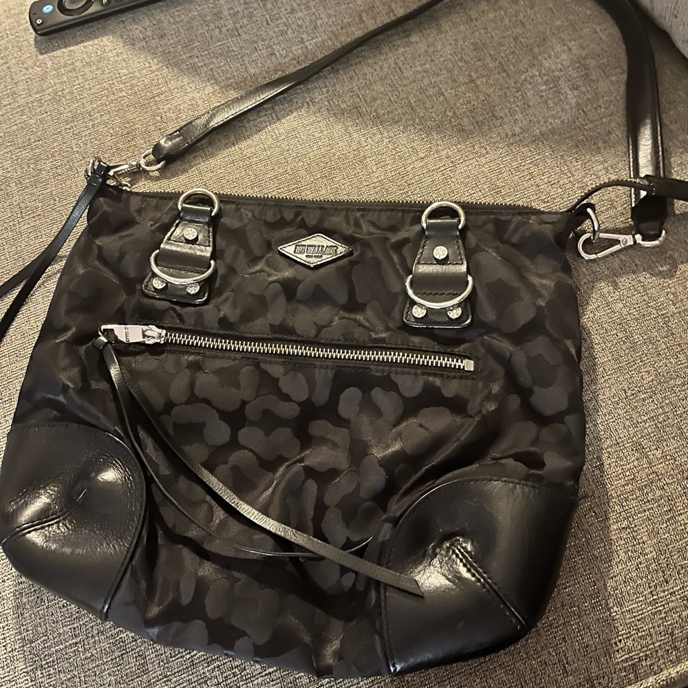 MZ Wallace Parker Leopard Jacquard Leather Trim Nylon Tote